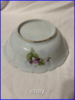 Gorgeous Antique Victorian Nippon 10 Serving Bowl Violets, Gold Moriage