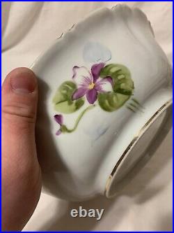 Gorgeous Antique Victorian Nippon 10 Serving Bowl Violets, Gold Moriage