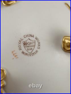 Grainger Worcester Embossed Gold Flowers & Ivory Footed Vase / Rose Bowl