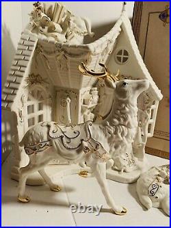 Grandeur Noel 2003 Collector Edition Sant Set White Porcelain WithGold Firing
