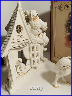 Grandeur Noel 2003 Collector Edition Sant Set White Porcelain WithGold Firing