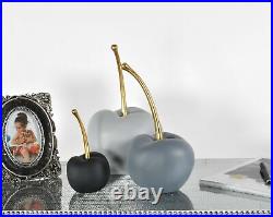 Gray Contemporary Apple Set of 3 Decorative Sculptures Figurines Home