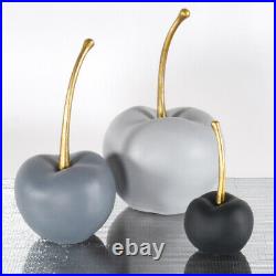 Gray Contemporary Apple Set of 3 Decorative Sculptures Figurines Home