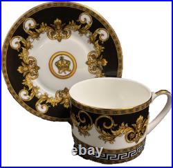 Greek Amphora Versailles Bone China 16 pieces Dinner Set Black/Gold
