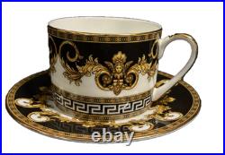 Greek Amphora Versailles Bone China 16 pieces Dinner Set Black/Gold