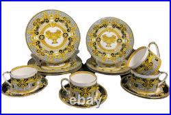 Greek Amphora Versailles Bone China 16 pieces Dinner Set Black/Grey/Gold