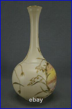 Greenwood China Hand Painted Raised Gold Scenic Blush Ivory Vase C. 1883-1886