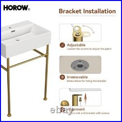 HOROW 24x17 Inch Console Bathroom Sink Wall-Mount Modern Ceramic Sink Porcelain