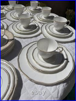 HUGE 76 Piece Lot Set Wedgwood Crown Gold 24k Dinnerware China Settings Plates