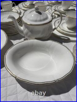 HUGE 76 Piece Lot Set Wedgwood Crown Gold 24k Dinnerware China Settings Plates