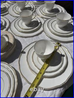 HUGE 76 Piece Lot Set Wedgwood Crown Gold 24k Dinnerware China Settings Plates