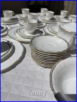 HUGE 76 Piece Lot Set Wedgwood Crown Gold 24k Dinnerware China Settings Plates