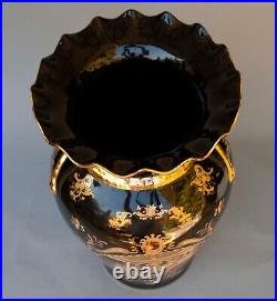 HUGE Chinese Porcelain Mirror Black Palace Vase With Gold Gilt Decoration 24 T