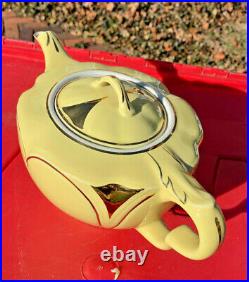 Hall China KANSAS Teapot. CANARY YELLOW GOLD TRIM. From PREMIER collection