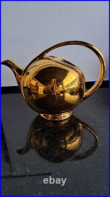 Hall Gold Pitcher Teapot Set Art Deco Porcelain China Golden GloUSA 1338 3111