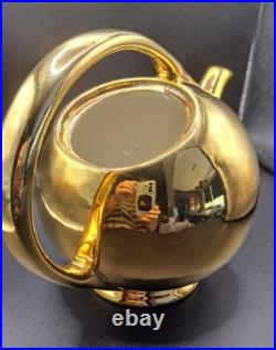 Hall Gold Pitcher Teapot Set Art Deco Porcelain China Golden GloUSA 1338 3111