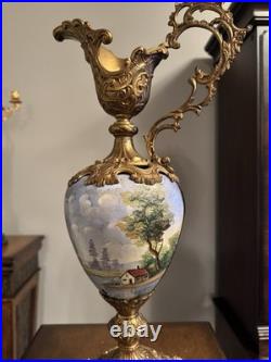 Hand Painted Porcelain Ewer/ Urn Vase