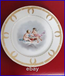 Hand painted Lovely Angel Playing Music Porcelain Gold Trim Plate