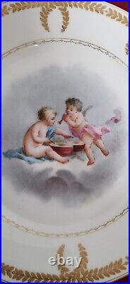 Hand painted Lovely Angel Playing Music Porcelain Gold Trim Plate