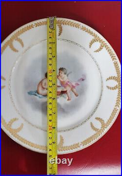 Hand painted Lovely Angel Playing Music Porcelain Gold Trim Plate