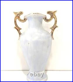 Hand painted vase with golden handles