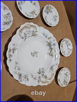 Haviland & Co. France limoges China Floral & Gold Butter set With 6 pats dishes