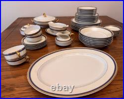 Haviland & Co. Grecian Porcelain China White/Blue/Gold Key Pattern 1840s France
