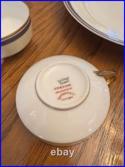Haviland & Co. Grecian Porcelain China White/Blue/Gold Key Pattern 1840s France
