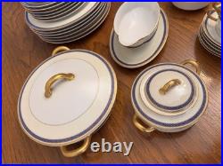 Haviland & Co. Grecian Porcelain China White/Blue/Gold Key Pattern 1840s France