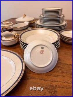Haviland & Co. Grecian Porcelain China White/Blue/Gold Key Pattern 1840s France
