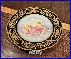 Haviland French Porcelain Painted/Gilded Plate, Woman & Cherub, Signed F. Chonez