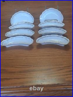 Haviland Hudson Porcelain China Bone Dishes Set of 8 Gold Scroll Pattern USA