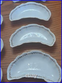 Haviland Hudson Porcelain China Bone Dishes Set of 8 Gold Scroll Pattern USA