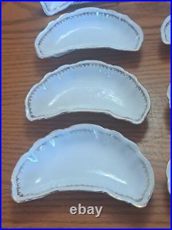 Haviland Hudson Porcelain China Bone Dishes Set of 8 Gold Scroll Pattern USA