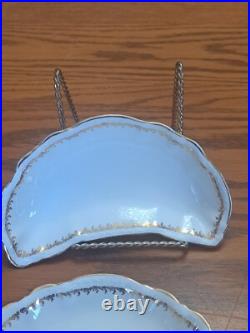 Haviland Hudson Porcelain China Bone Dishes Set of 8 Gold Scroll Pattern USA