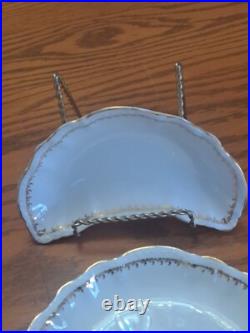 Haviland Hudson Porcelain China Bone Dishes Set of 8 Gold Scroll Pattern USA