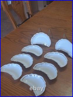 Haviland Hudson Porcelain China Bone Dishes Set of 8 Gold Scroll Pattern USA