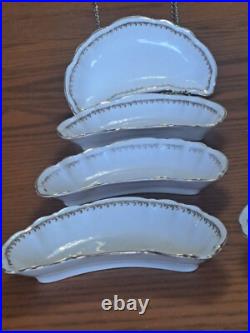 Haviland Hudson Porcelain China Bone Dishes Set of 8 Gold Scroll Pattern USA