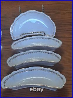 Haviland Hudson Porcelain China Bone Dishes Set of 8 Gold Scroll Pattern USA