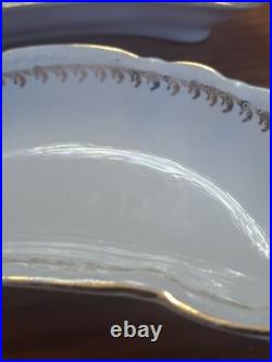 Haviland Hudson Porcelain China Bone Dishes Set of 8 Gold Scroll Pattern USA