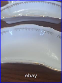 Haviland Hudson Porcelain China Bone Dishes Set of 8 Gold Scroll Pattern USA