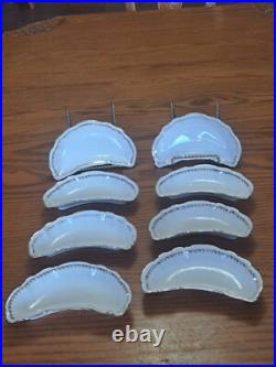 Haviland Hudson Porcelain China Bone Dishes Set of 8 Gold Scroll Pattern USA