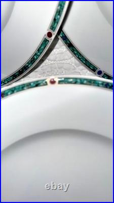 Haviland Limoges Chatelaine Vert Dinner Plates (Set of 5 Malachite Green) France