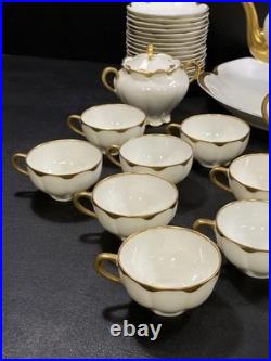 Haviland Ranson Coffee and Dessert Gold Trimmed China 52 pieces 12.5