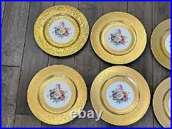 Heinrich & Co. Porcelain Set 10 Gold Encrusted Plates Decorated by Pickard China