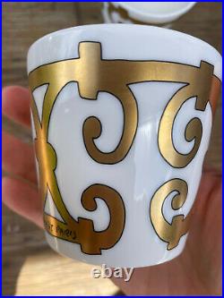 Hermes Balcon du Guadalquivir Gold China Porcelain Candle Holders set of 2
