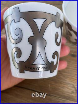 Hermes Balcon du Guadalquivir Silver China Porcelain Candle Holders set of 2