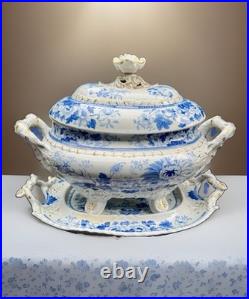 Hicks & Meigh Antique Real Stone China Chinoiserie Soup Tureen Underplate c1815