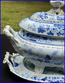 Hicks & Meigh Antique Real Stone China Chinoiserie Soup Tureen Underplate c1815