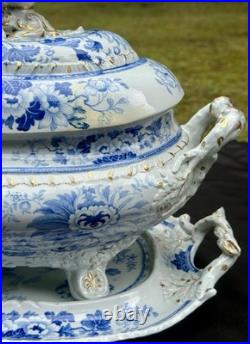 Hicks & Meigh Antique Real Stone China Chinoiserie Soup Tureen Underplate c1815